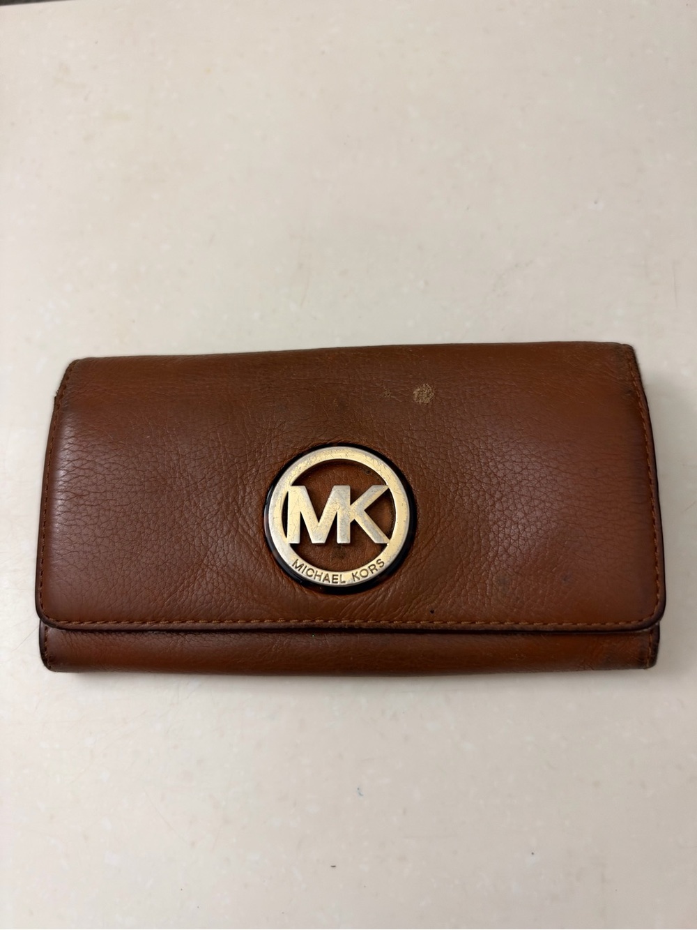 Michael Kors Chestnut Brown Leather MK Logo Continental Wallet